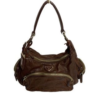 Prada Vitello Lambskin Shoulder Hobo Bag